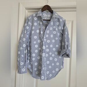Frank & Eileen Navy Striped Floral Shirt